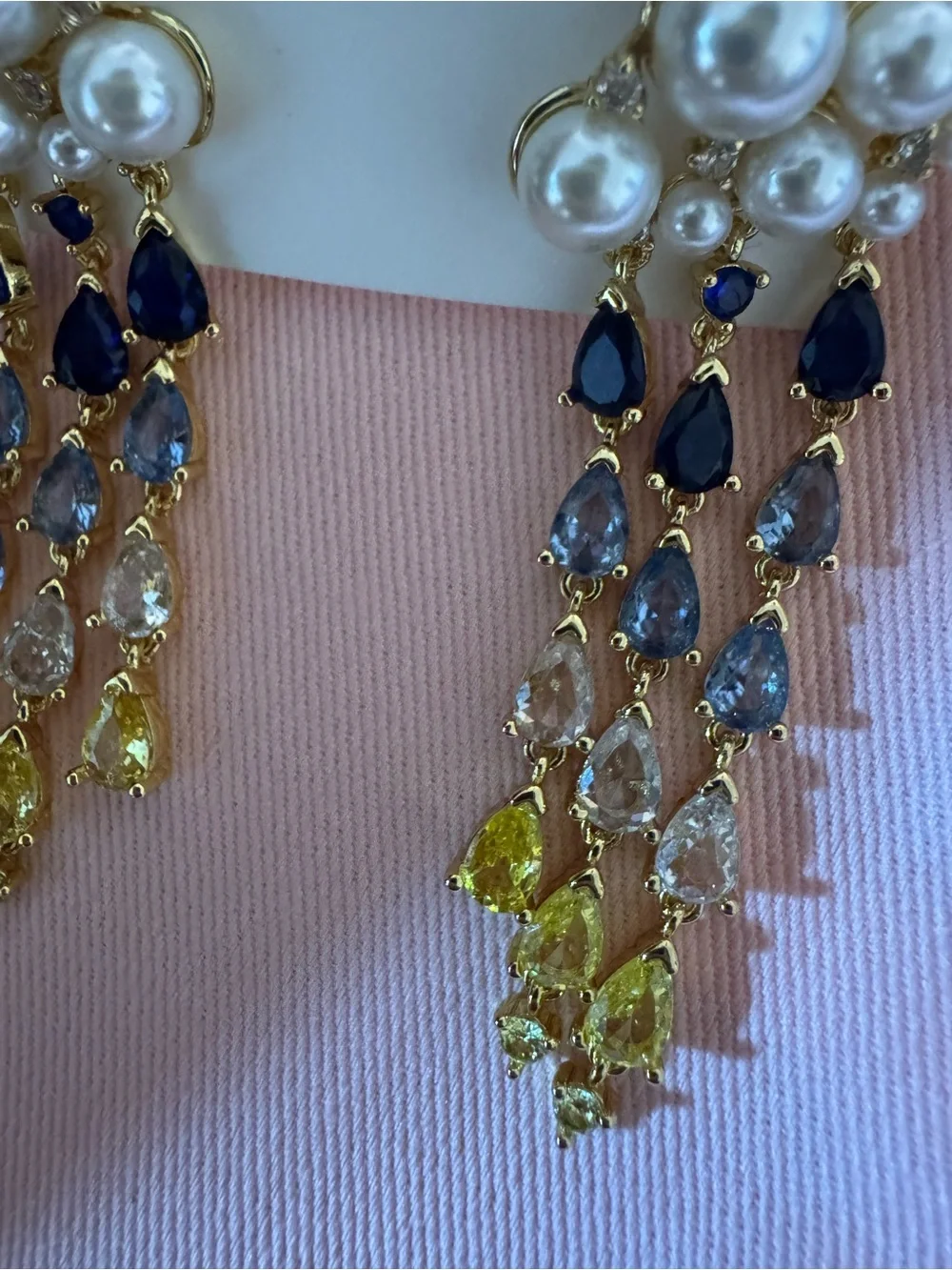 kate spade Pearl & Multi-Color Teardrop Cascade Earrings